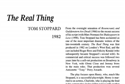 نقد نمایشنامه The Real Thing by Tom Stoppard