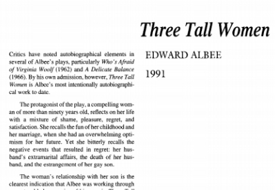نقد نمایشنامه Three Tall Women by Edward Albee