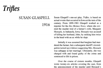 نقد نمایشنامه Trifles by Susan Glaspell