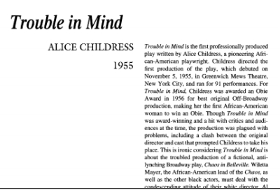نقد نمایشنامه Trouble in Mind by Alice Childress