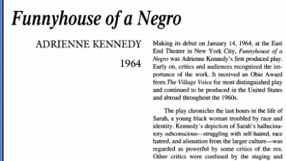 نقد نمایشنامه Funnyhouse of a Negro by Adrienne Kennedy