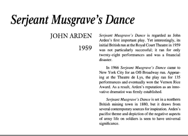 نقد نمایشنامه Serjeant Musgrave’s Dance by John Arden