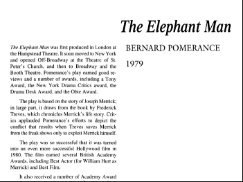 نقد نمایشنامه The Elephant Man by Bernard Pomerance