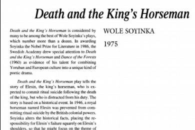 نقد نمایشنامه Death and the King’s Horseman by Wole Soyinka