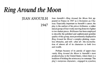 نقد نمایشنامه Ring Around the Moon by Jean Anouilh
