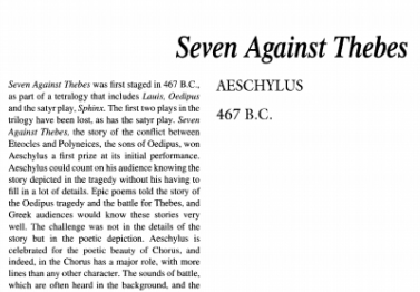 نقد نمایشنامه Seven Against Thebes by Aeschylus