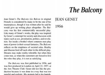 نقد نمایشنامه The Balcony by Jean Genet