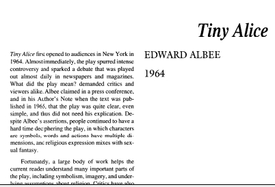 نقد نمایشنامه Tiny Alice by Edward Albee