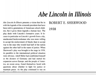 نقد نمایشنامه Abe Lincoln in Illinois by Robert E. Sherwood