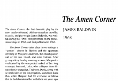 نقد نمایشنامه The Amen Corner by James Baldwin