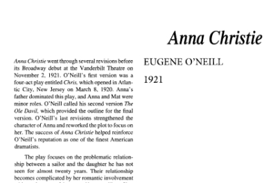 نقد نمایشنامه Anna Christie by Eugene O’Neill