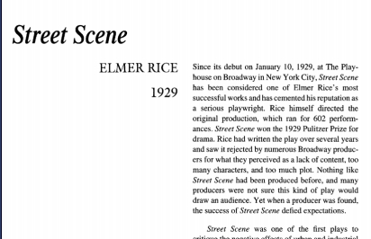 نقد نمایشنامه Street Scene by Elmer Rice