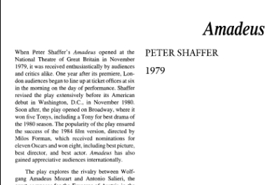 نقد نمایشنامه Amadeus by Peter Shaffer
