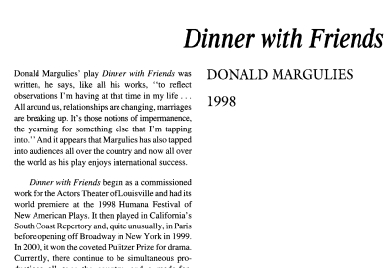 نقد نمایشنامه Dinner with Friends by Donald Margulies