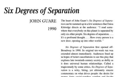 نقد نمایشنامه Six Degrees of Separation by John Guare