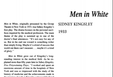 نقد نمایشنامه Men in White by Sidney Kingsley