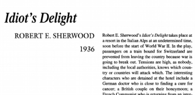 نقد نمایشنامه Idiot’s Delight by Robert E. Sherwood