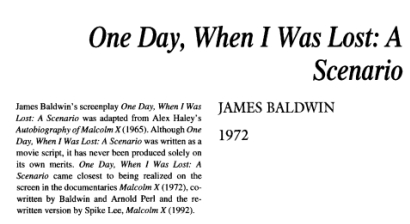 نقد نمایشنامه One Day When I Was Lost by James Baldwin