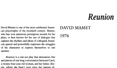 نقد نمایشنامه Reunion by David Mamet