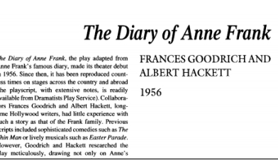 نقد نمایشنامه Diary of Anne Frank by Frances Goodrich and Albert Hackett