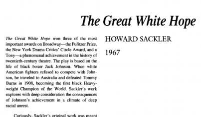 نقد نمایشنامه The Great White Hope by Howard Sackler