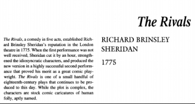 نقد نمایشنامه The Rivals by Richard Brinsley Sheridan