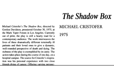 نقد نمایشنامه The Shadow Box by Michael Cristofer
