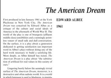 نقد نمايشنامه روياي آمريكايي اثر ادوارد آلبي The American Dream by Edward Albee