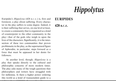 نقد نمايشنامه هيپوليت اثر اوریپید Hippolytus by Euripides