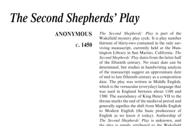 نقد نمايشنامه اي اثر ناشناس The Second Shepherds\ Play by Anonymous