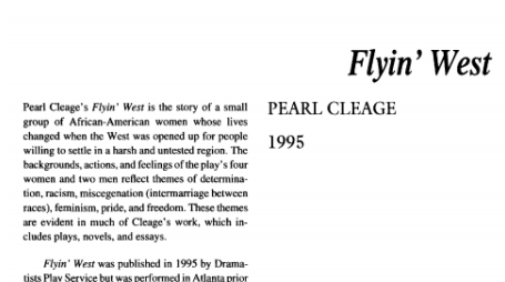 نقد نمایشنامه Flyin’ West by Pearl Cleage
