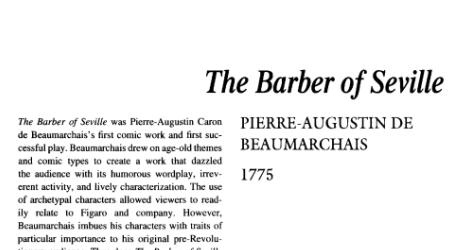 نقد نمایشنامه The Barber of Seville by Pierre Beaumarchais