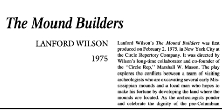 نقد نمایشنامه The Mound Builders by Lanford Wilson