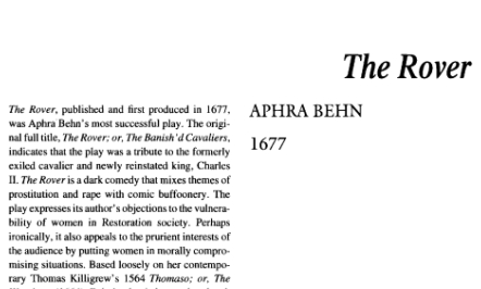 نقد نمایشنامه The Rover or The Banish’d Cavaliers by Aphra Behn