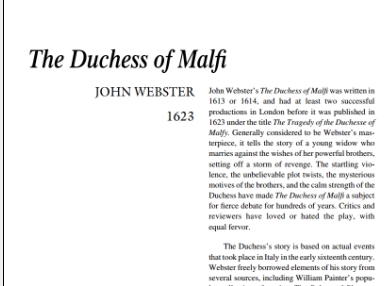 نقد نمایشنامه The Duchess of Malfi by John Webster