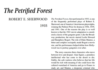 نقد نمایشنامه The Petrified Forest by Robert Sherwood