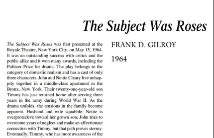 نقد نمایشنامه The Subject Was Roses by Frank D. Gilroy