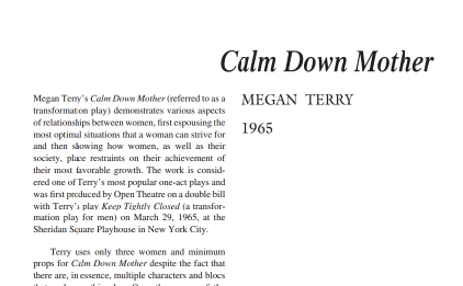 نقد نمایشنامه Calm Down Mother by Megan Terry