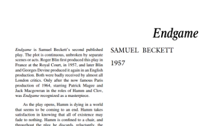 نقد نمایشنامه Endgame by Samuel Beckett