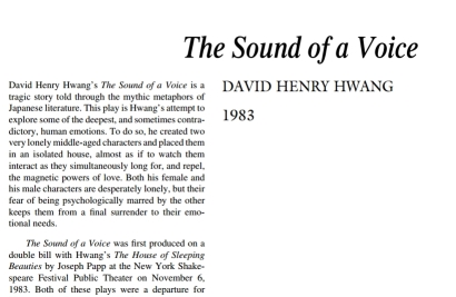 نقد نمایشنامه The Sound of a Voice by David Henry Hwang