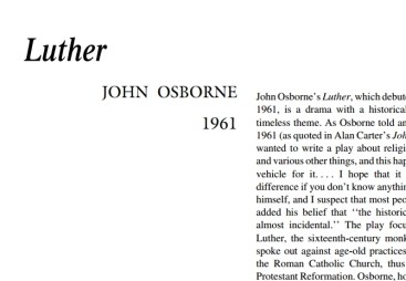 نقد نمایشنامه Luther by John Osborne