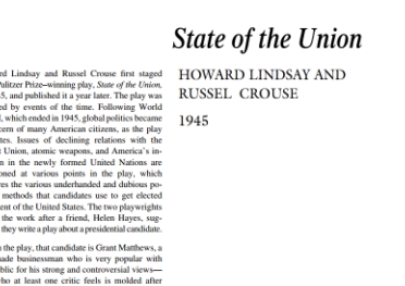 نقد نمایشنامه State of the Union by Russel Crouse and Howard Lindsay