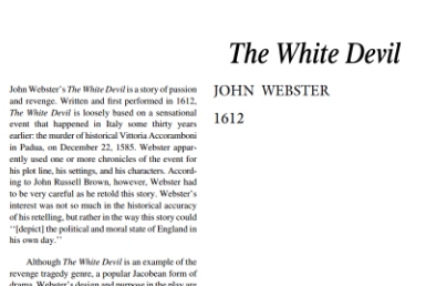 نقد نمایشنامه The White Devil by John Webster