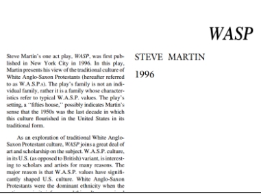 نقد نمایشنامه Wasp by Steve Martin