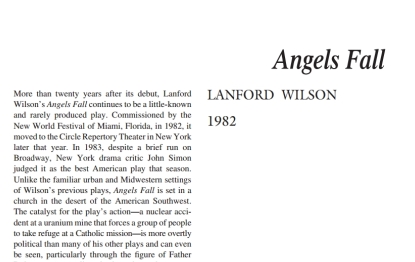 نقد نمایشنامه Angels Fall by Lanford Wilson