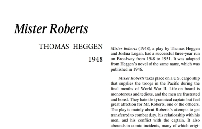 نقد نمایشنامه Mister Roberts by Thomas Heggen