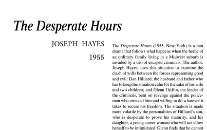 نقد نمایشنامه The Desperate Hours by Joseph Hayes