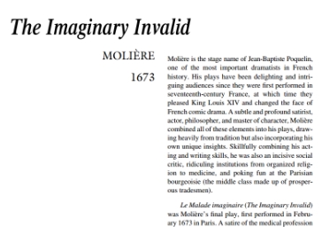 نقد نمایشنامه The Imaginary by Moliere