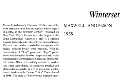 نقد نمایشنامه Winterset by Maxwell Anderson