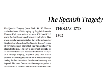 نقد نمایشنامه The Spanish Tragedy by Thomas Kyd